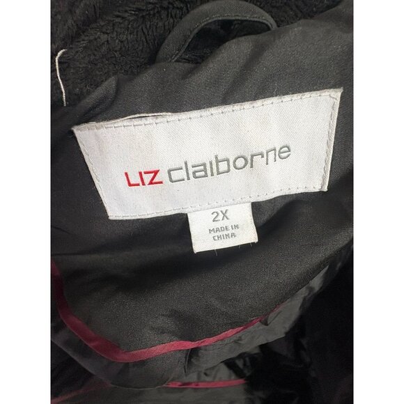 Liz Claiborne Black Hooded Quilted Winter Coat 2X - Picture 4 of 4